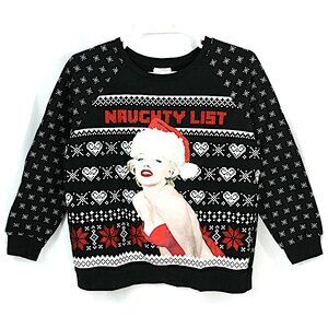 Marilyn Monroe Naughty List Fair Isle Christmas Sweatshirt Ugly Sweater XL